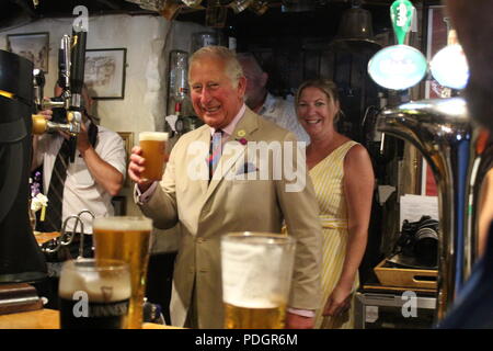Prince of Wales Visits St Digain Church, Llangernyw, North Wales Stock Photo