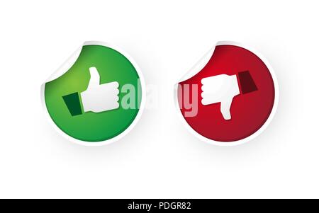 thumbs up and thumbs down icon stickers Stock Vector