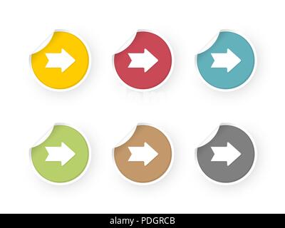 colored stickers set with arrows icon Stock Vector