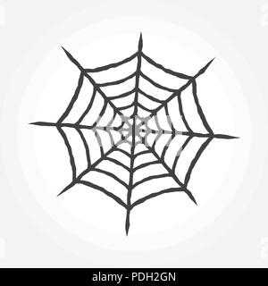 Halloween cobweb outline icon. Spiderweb isolated on white background. For web design, banner, flyer, mobile and application interface, also useful fo Stock Vector