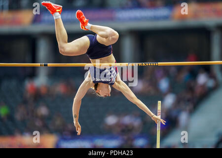 Berlin, Germany. August 9, 2018: Ninon Guillon-Romarin of Â France during pole vault final for women at the Olympic Stadium in Berlin at the European Athletics Championship. Ulrik Pedersen/CSM Credit: Cal Sport Media/Alamy Live News Stock Photo