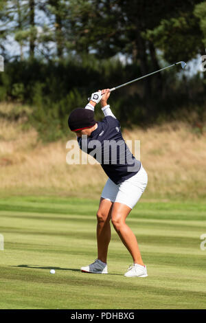 Gleneagles, Scotland, UK; 9 August, 2018.  Day two of European Championships 2018 competition at Gleneagles. Men's and Women's Team Championships Round Robin Group Stage - 2nd Round. Four Ball Match Play format. Karolin Lampert of Germany Stock Photo