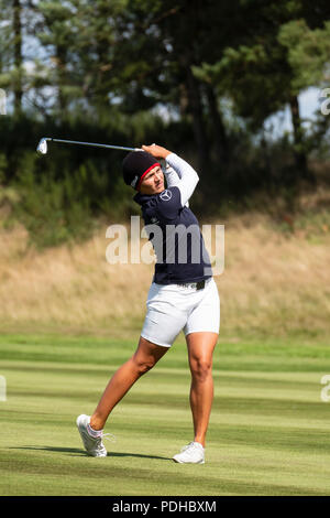 Gleneagles, Scotland, UK; 9 August, 2018.  Day two of European Championships 2018 competition at Gleneagles. Men's and Women's Team Championships Round Robin Group Stage - 2nd Round. Four Ball Match Play format. Karolin Lampert of Germany Stock Photo