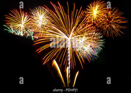 fireworks on the black sky background Stock Photo