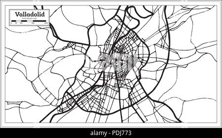 Valladolid Spain City Map in Retro Style. Outline Map. Vector Illustration. Stock Vector