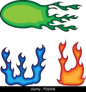 Set of colorful flames, decorative vector illustration Stock Vector