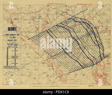 45 First Battle of Passchendaele - barrage map Stock Photo