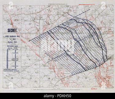 45 First Battle of Passchendaele - barrage map (colour balance) Stock Photo