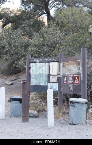 Holy Jim trailhead sign in the Cleveland national forest Orange County California prior to the Holy Fire of August 2018 Stock Photo