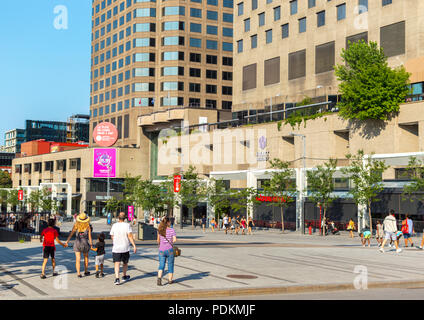 Montreal, Canada - August 5, 2018: Central Place des Arts Square in Montreal downtown, Canada Stock Photo