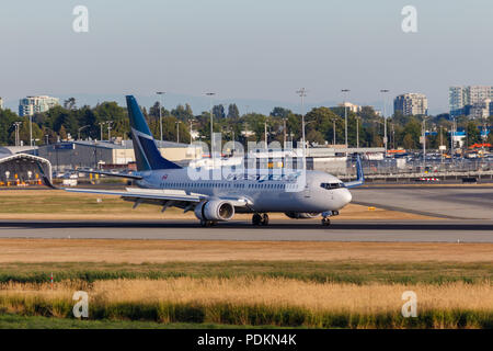 Vancouver, Canada - Circa 2018 : Westjet Boeing 737 at Vancouver International Airport Stock Photo