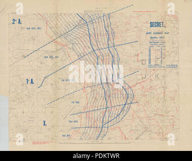 22 Battle of Broodseinde - barrage map (central section) Stock Photo