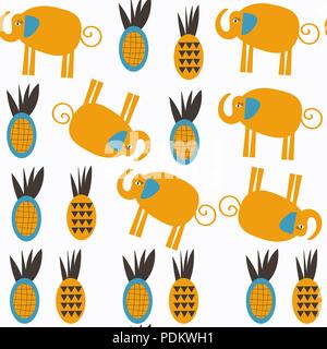 Abstract vector seamless elephants pattern. It is located in swatch menu Stock Vector