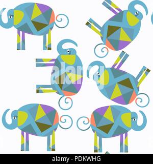 Abstract animals elephants vector seamless pattern. It is located in swatch menu Stock Vector