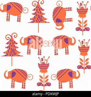 Abstract elephants seamless pattern vector. It is located in swatch menu Stock Vector