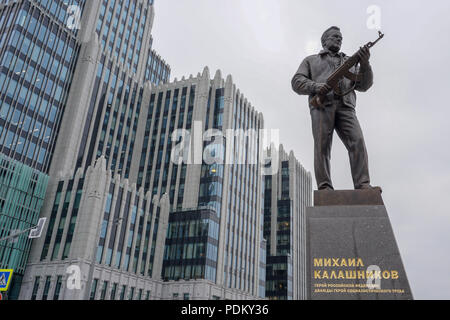 A statue of Mikhail Kalashnikov, the inventor of the AK-47 assault rifle, in central Moscow by sculptor Salavat Shcherbakov. Stock Photo