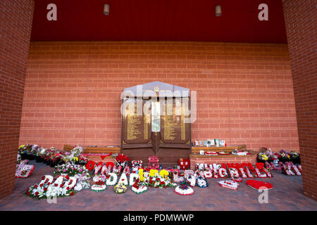 Hillsborough memorial for the 96 victims in Hillsborough disaster in front of the Anfield stadium Stock Photo