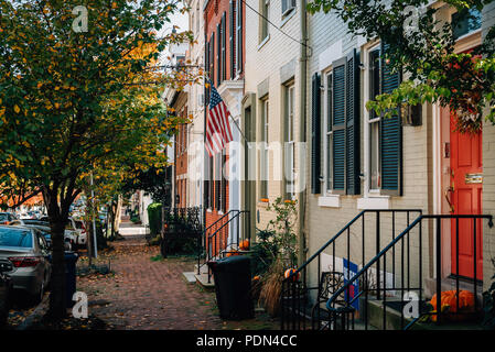 Brick row houses in Old Town, Alexandria, Virginia Stock Photo