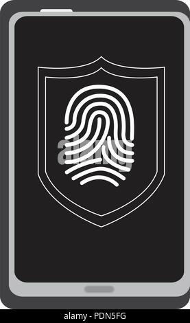 Fingerprints on a cellphone. Cyber security Stock Vector