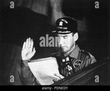 Apollo 8 astronaut James A. Lovell on USS Yorktown (CVS-10) in December 1968. Stock Photo