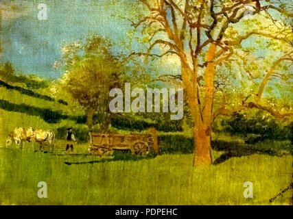 10 Early Spring (Painting by Mednyánszky) Stock Photo