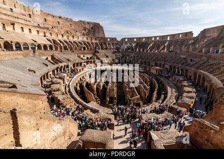 Interior view of the Coliseum of Rome, Italy. UNESCO World Heritage Site. Stock Photo