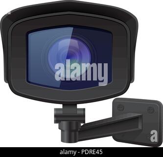 CCTV security camera. Front view. Black surveillance system Stock Vector