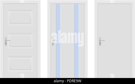 Interior doors. White set of designs Stock Vector