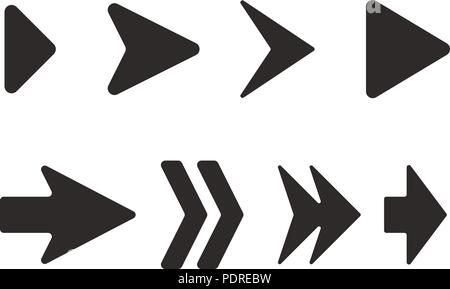 Arrows set. Black flat icons Stock Vector