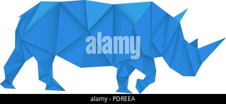 Blue rhinoceros. Polygonal Stock Vector
