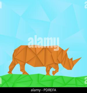 Rhinoceros. Polygonal origami like vector illustration Stock Vector