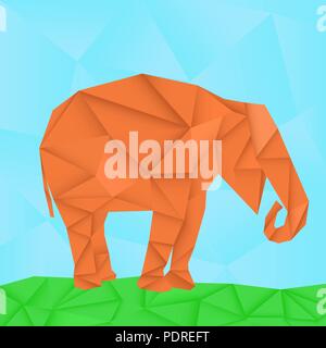 Elephant. Polygonal origami like vector illustration Stock Vector