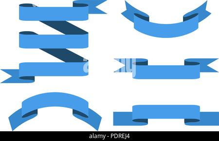 Blue paper scrolls. Set Stock Vector