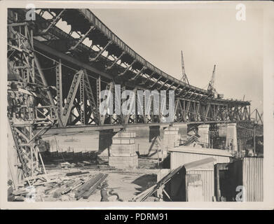 87/1353-60 Photographic print, northern approach of Sydney Harbour Bridge , silver / gelatin / paper, photograph by the New South Wales Department of Public Works, Millers Point, Sydney, Australia, June, 1928 91 Northern approach of Sydney Harbour Bridge, 1928 (8283747290) Stock Photo
