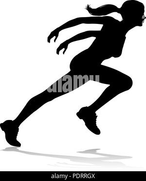 Runner Racing Track and Field Silhouette Stock Vector