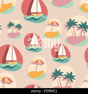 Seamless background pattern with summer elements. Retro, vintage style. Stock Vector