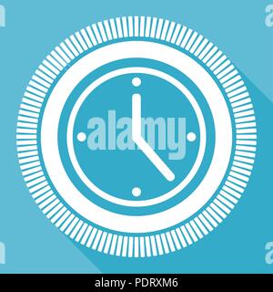 Time editable flat vector icon, square web button, blue computer and smartphone application sign in eps 10 Stock Vector