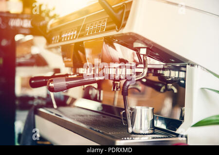 Coffee machine, Espresso maker for Barista modern lifestyle in Cafe Stock Photo