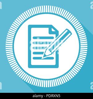 Subscribe editable flat vector icon, square web button, blue computer and smartphone application sign in eps 10 Stock Vector