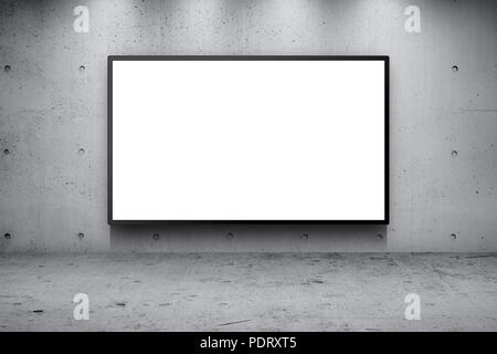 Blank advertising billboard led panel on concrete wall building street roadside background Stock Photo
