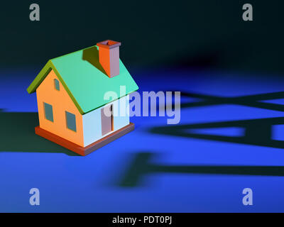 Abstract Miniature House And TAX Text Shadow. 3d rendering. Stock Photo