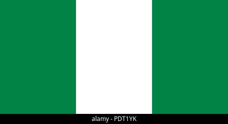 Vector image for Nigeria flag. Based on the official and exact Nigerian flag dimensions (2:1) & colors (348C and White) Stock Vector