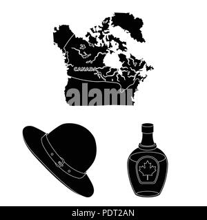 Country Canada black icons in set collection for design. Canada and landmark vector symbol stock  illustration. Stock Vector