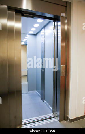 Elevator with open door in a new apartment buildings Stock Photo