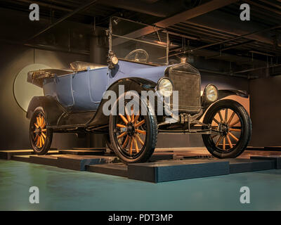 RIGA, LATVIA-APRIL 18, 2018: 1919 Ford Model T in the Riga Motor Museum. Stock Photo