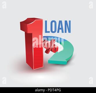 Loan one percent with arrow. Vector illustration for business loan. Stock Vector