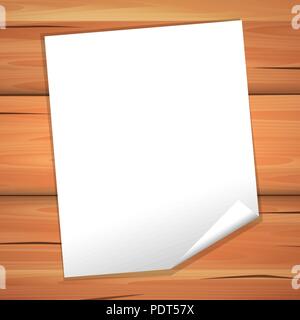White paper blank sheet on a wooden texture. Vector Stock Vector