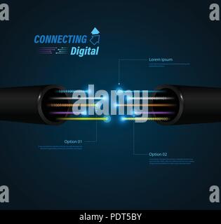 Fiber optic connection / business communication / network technology Stock Vector