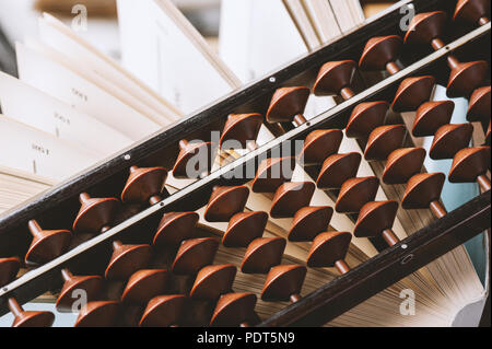 japanese style of bamboo abacus on the desk Stock Photo