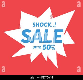 Shock sale banner on crack wall drawing style for promotion advertising. Stock Vector